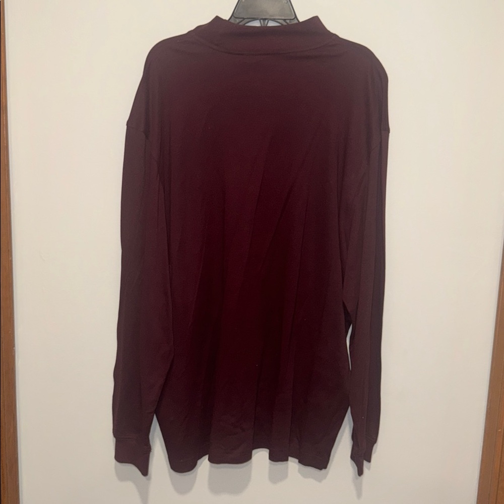 Kenneth Roberts Men’s NWT Size XXL Classic Mock Neck Burgundy Long Sleeve Tee. - Picture 4 of 4
